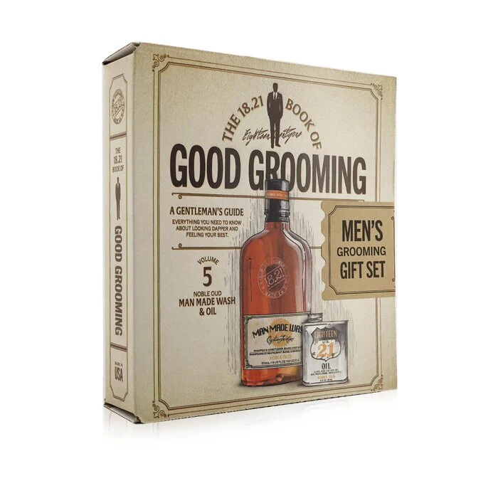 18.21 Man Made Book of Good Grooming Gift Set Volume 5: Noble Oud (Wash 532ml + Oil 60ml ) 2pcs - Image 2