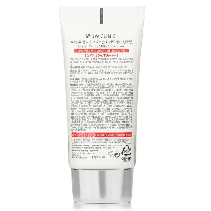3W Clinic Crystal White Milky Sun Cream SPF 50+/PA+++ 50ml - Image 3