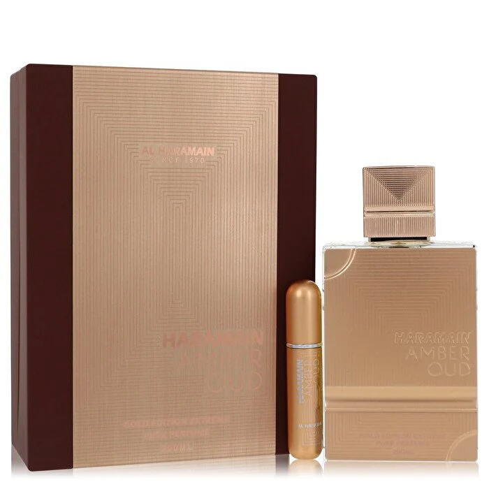 Al Haramain Amber Oud Gold Edition Extreme Gift Set 6.7 Pure Perfume Spray + 0.34 oz Refillable Spray 200ml/6.7oz
