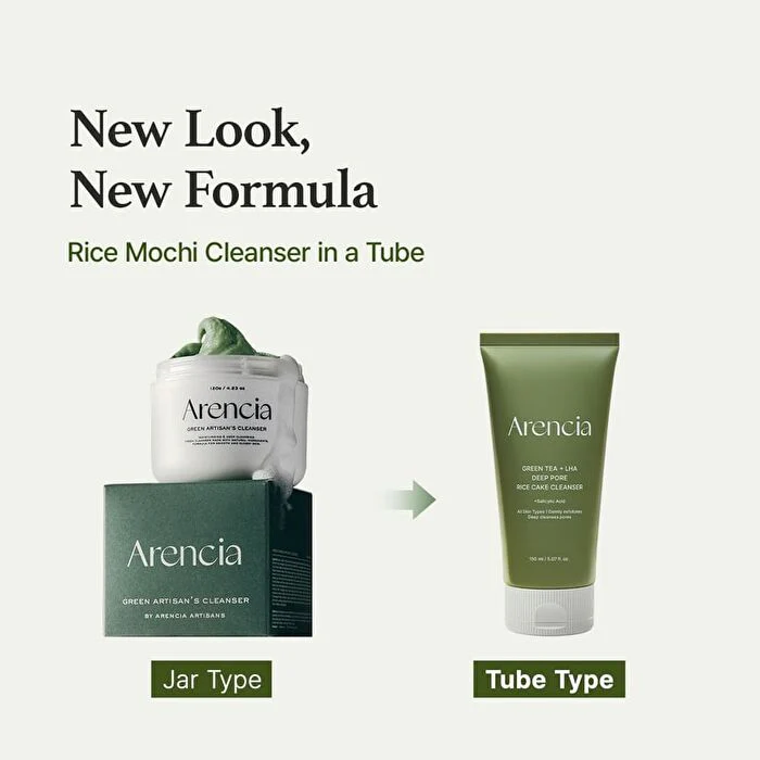 Arencia Green Tea + LHA Deep Pore Rice Cake Cleanser 150g - Image 3