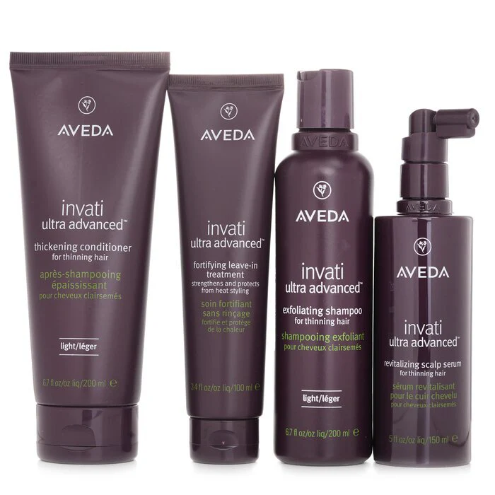 Aveda Invati Ultra Advanced 4 Step Light System Set: Light Shampoo 200ml+Light Conditioner 200ml+Serum 150ml+Treatment 100ml 4pcs - Image 2