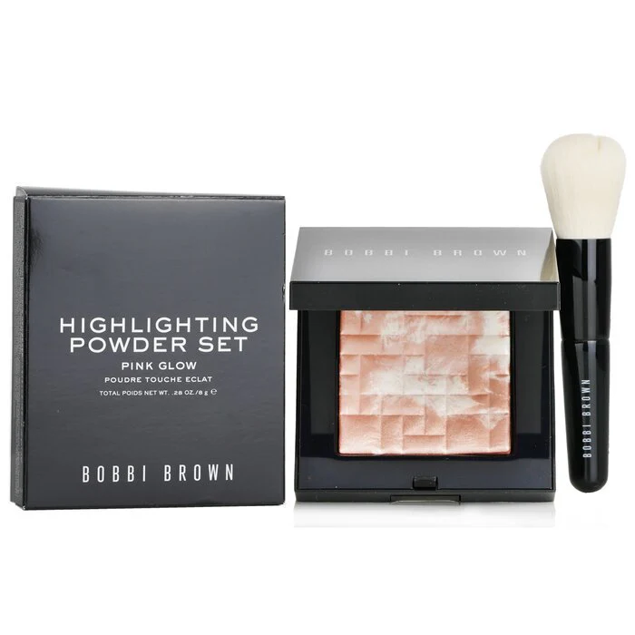 Bobbi Brown Highlighting Powder Set (1x Highlighting Powder + 1x Mini Face Brush) - #Pink Glow 2pcs - Image 2