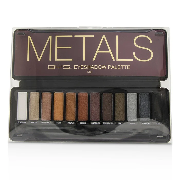 BYS Eyeshadow Palette (12x Eyeshadow, 2x Applicator) - Metals 12g/0.42oz - Image 3