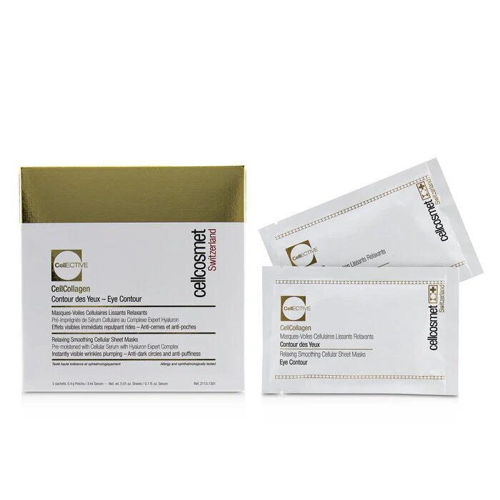 Cellcosmet & Cellmen Cellcosmet CellEctive CellCollagen Eye Contour Relaxing Smoothing Cellular Sheet Masks 5x2patchs - Image 2