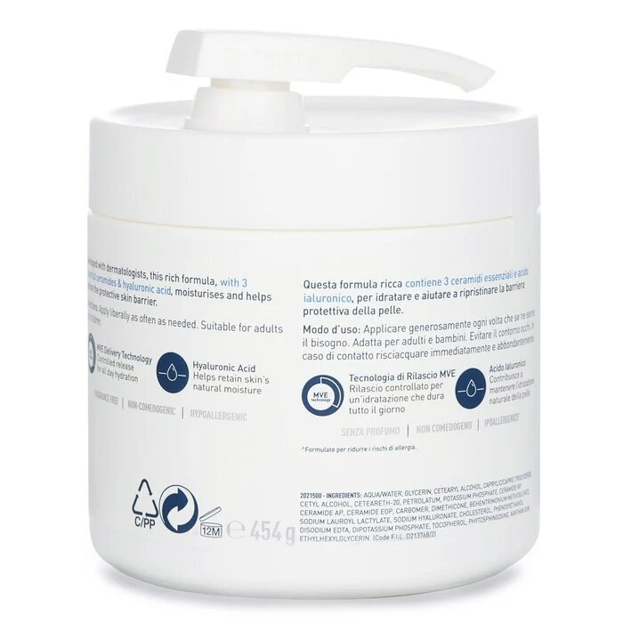 CeraVe Moisturising Cream For Dry to Very Dry Skin (With Pump) 454g/16oz - Image 3