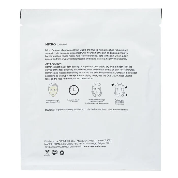CosMedix Micro Defense Microbiome Sheet Mask (Salon Size) 10sheets - Image 3