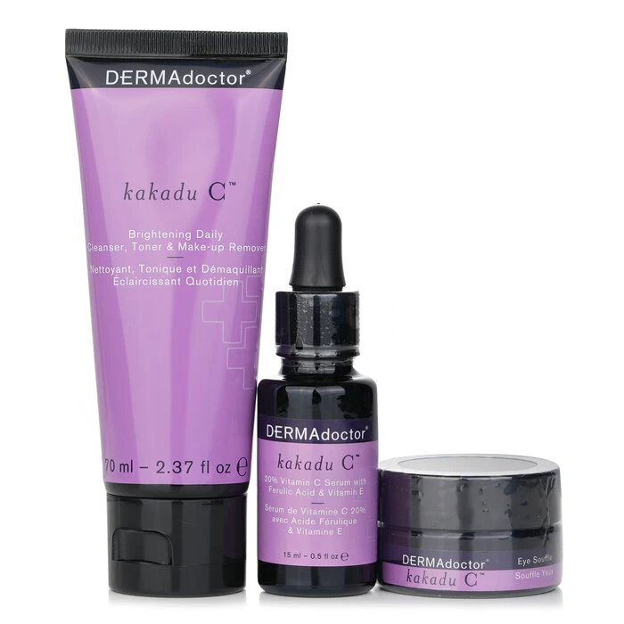 DERMAdoctor Kakadu C Vitamin C Brightening Kit: Daily Cleanser 70ml + 20% Vitamin C Serum 15ml + Eye Souffle 15ml 3pcs - Image 2