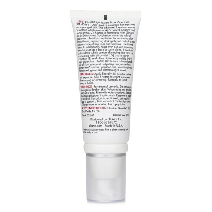 EltaMD UV Restore Physical Facial Sunscreen SPF 40 - Tinted 57g/2oz - Image 3