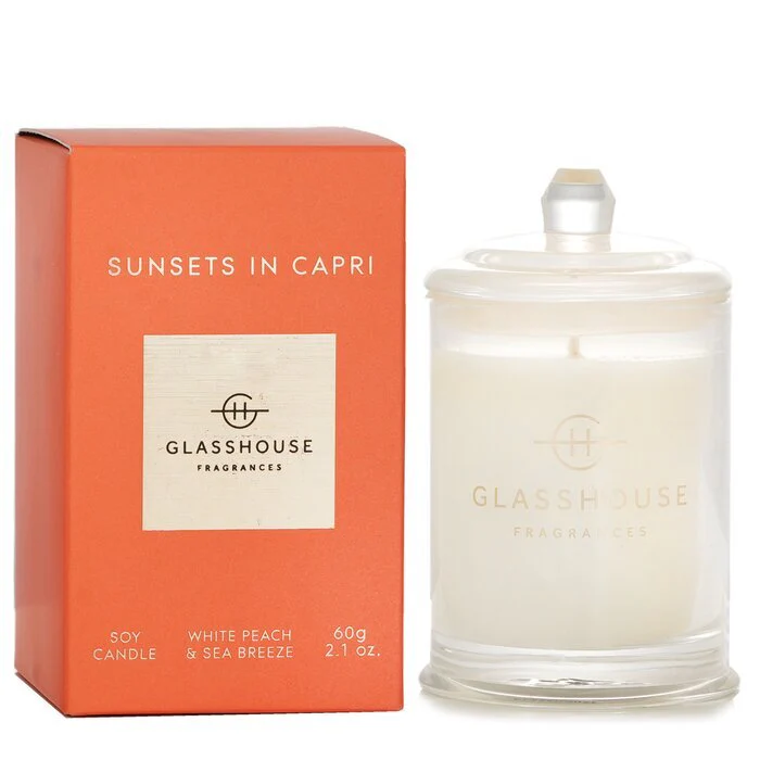 Glasshouse Soy Candle - Sunsets in Capri (White Peach & Sea Breeze) 60g - Image 2