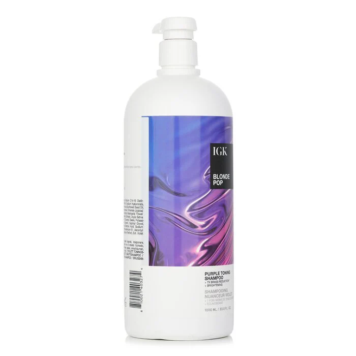 IGK Blonde Pop Purple Toning Shampoo 1000ml/33.8oz - Image 2