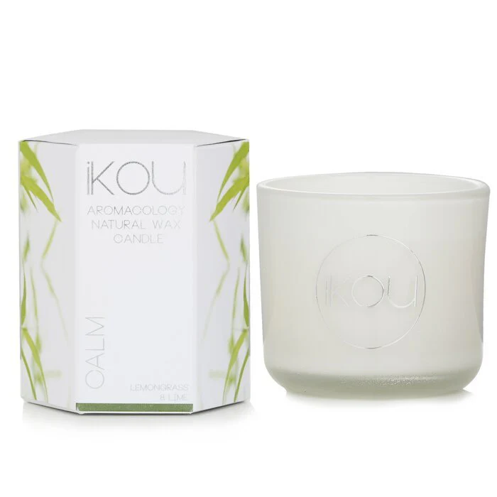 iKOU Eco-Luxury Aromacology Natural Wax Candle Glass - Calm (Lemongrass & Lime) 85g - Image 2