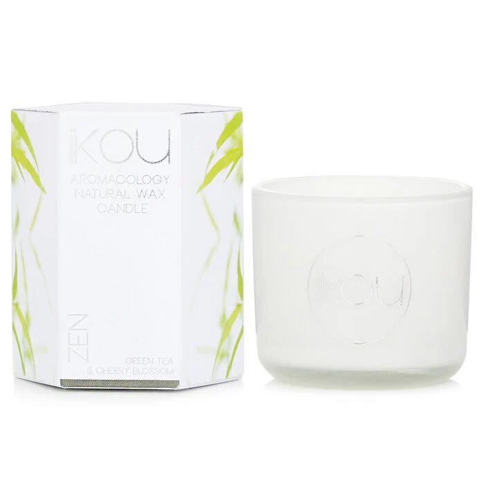 iKOU Eco-Luxury Aromacology Natural Wax Candle Glass - Zen (Green Tea & Cherry Blossom) 85g - Image 2