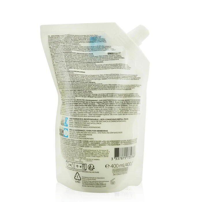 La Roche Posay Lipikar Syndet AP+ Lipid Replenishing Cream Wash Eco-Refill 400ml - Image 3