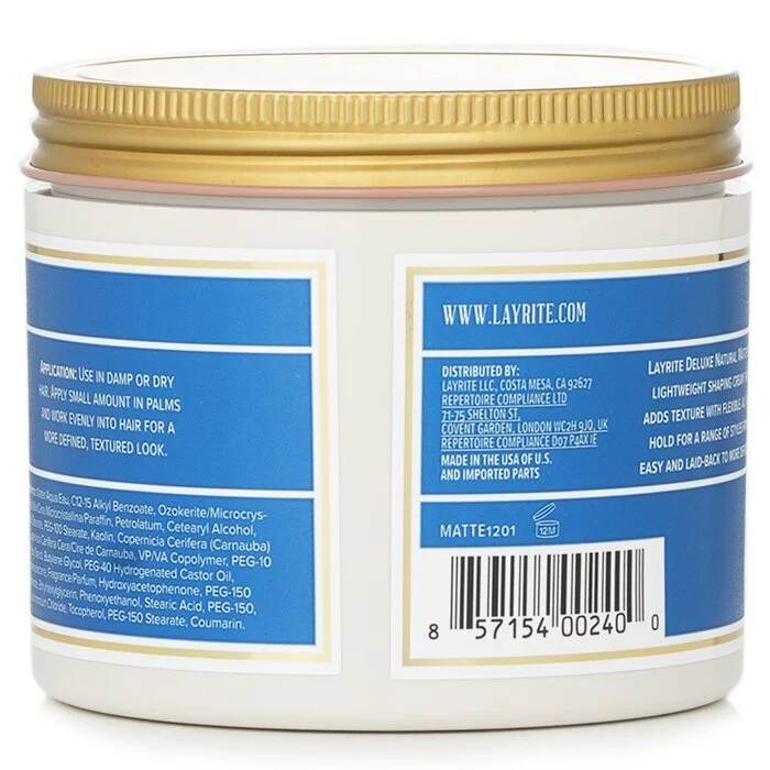 Layrite Natural Matte Cream (Medium Hold, Matte Finish, Water Soluble) 297g/10.5oz - Image 3