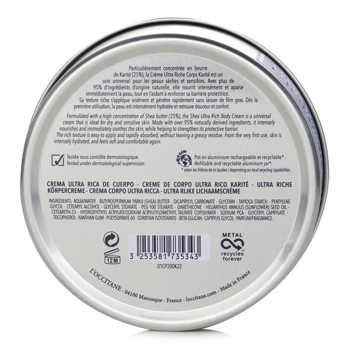 L'Occitane Shea Butter Ultra Rich Body Cream 200ml/6.9oz - Image 3
