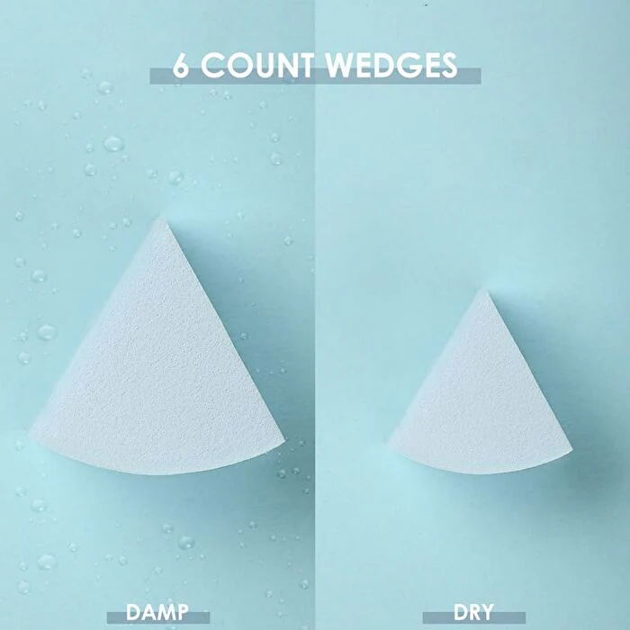 Match Max Make Up Sponge - 6 Count Wedges - 08 Light Blue - 1pc - Image 2
