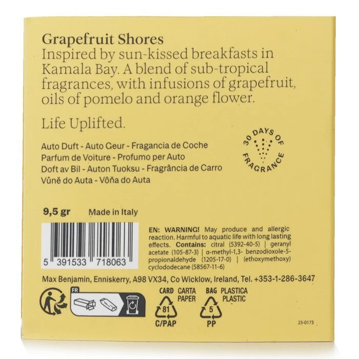 Max Benjamin Car Fragrance Refill - Grapefruit Shores 1pc - Image 3