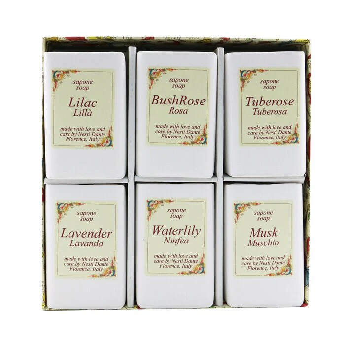 Nesti Dante Floral Notes Soap Set: (Lilac + BushRose + Tuberose + Lavender+ Waterlily + Musk) 6x 100g/3.5oz - Image 2
