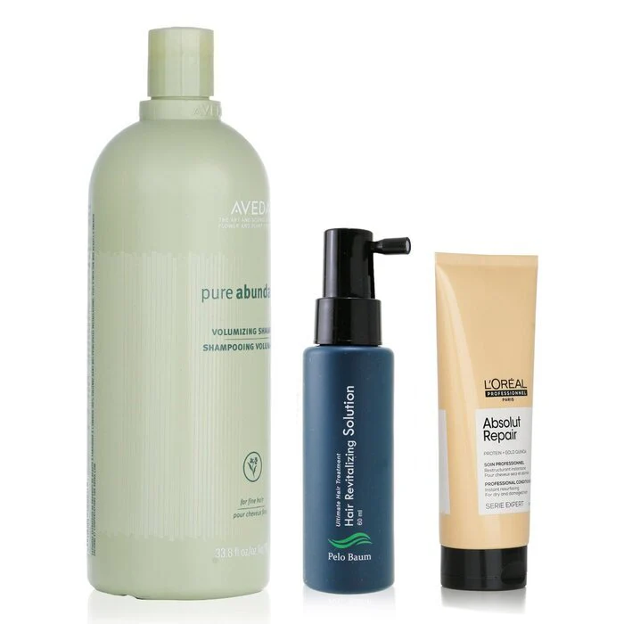 Pelo Baum Hair Revitalizing Solution 60ml + Aveda Volumizing Shampoo 1000ml + L'Oreal Resurfacing Conditioner 200ml 3pcs - Image 2