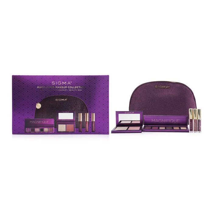 Sigma Beauty Magnifique Makeup Collection (1x Eyeshadow Palette + 1x Berry Glow Cheek Duo + 1x Adored Mini Lip Set + Bag) - Image 2