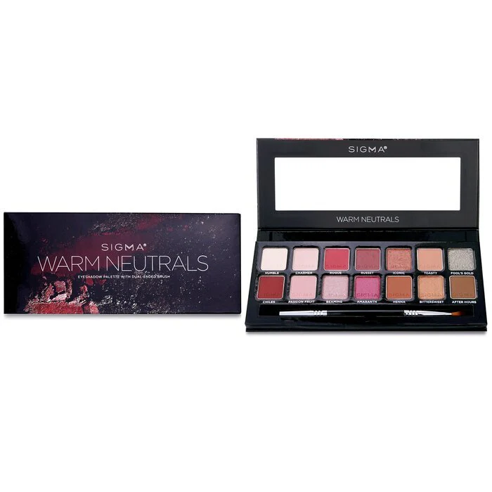 Sigma Beauty Warm Neutrals Eyeshadow Palette (14x Eyeshadow + 1x Dual Ended Brush) 19.04g/0.67oz - Image 2