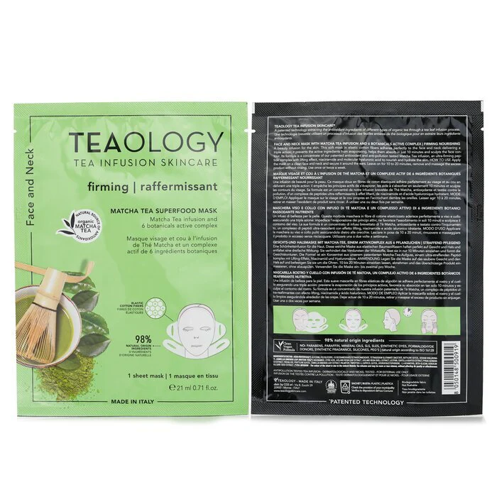 Teaology Matcha Tea Superfood Face & Neck Mask 21ml/0.17oz - Image 2