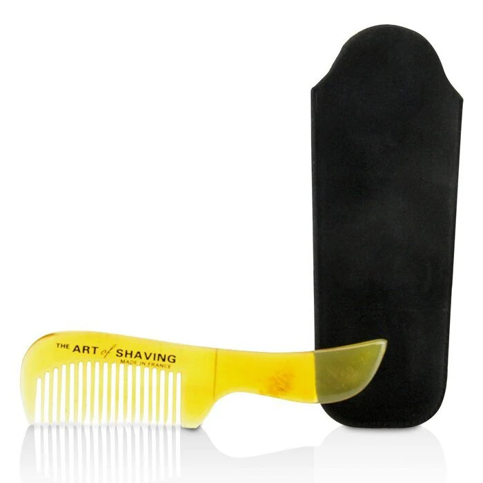 The Art Of Shaving Horn Mustache Comb - Black Suedine 1pc - Image 2