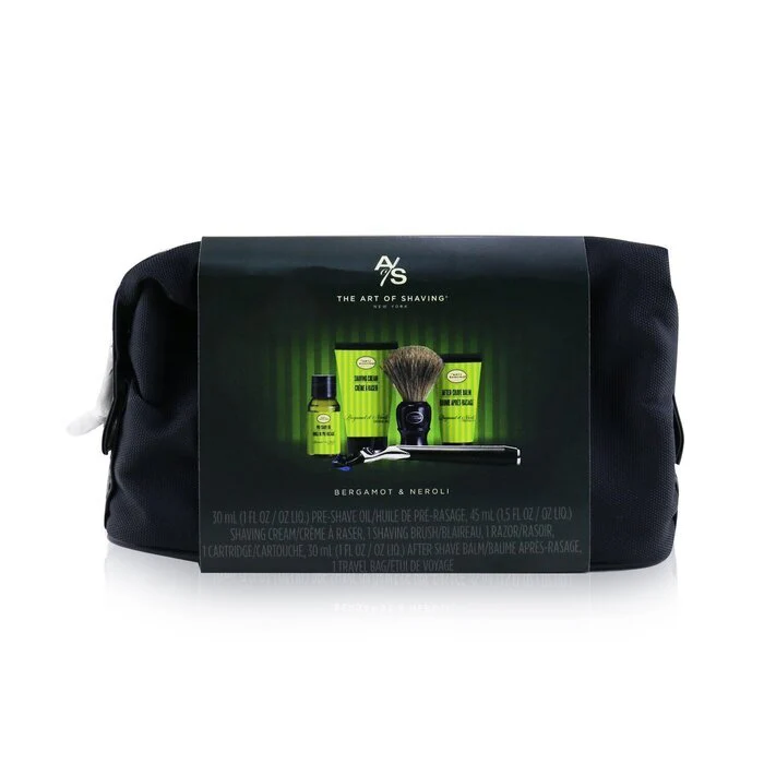 The Art Of Shaving The Four Elements of The Perfect Shave Set with Bag - Bergamot & Neroli : Pre Shave Oil + Shave Crm + A/S Balm + Brush + Razor 5pcs+1Bag - Image 3