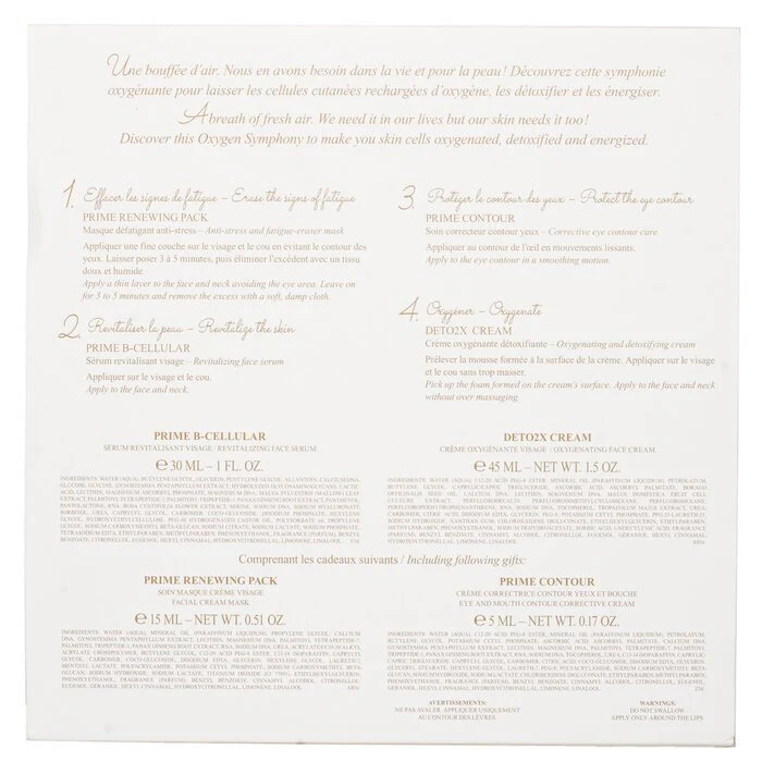 Valmont The Oxygen Symphony Set: Prime Renewing Pack 15ml + Prime B -Cellular 30ml + Prime Contour 5ml + Deto2x Cream 45ml 4pcs - Image 3