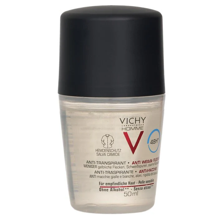 Vichy Homme 48H* Anti Perspirant & Anti-Stains (Shirt Protection) Roll-On (For Sensitive Skin) 50ml - Image 2