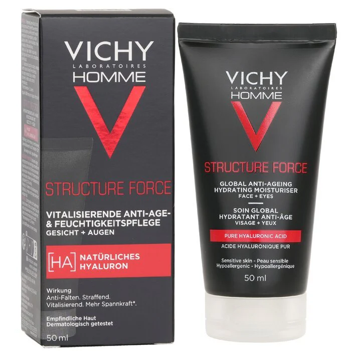 Vichy Homme Structure Force Complete Anti-Ageing Hydrating Moisturiser - For Face + Eyes 50ml - Image 2