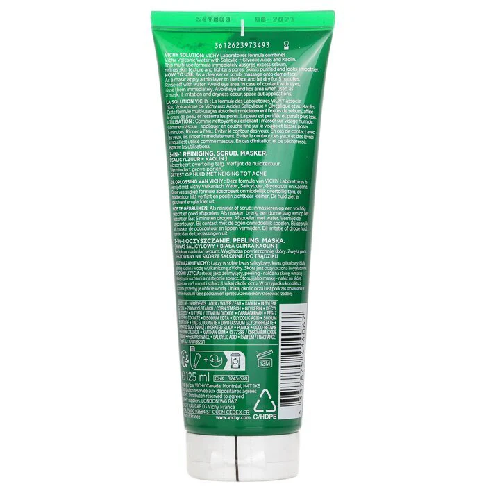 Vichy Normaderm 3 In 1 Scrub + Cleanser + Mask (For Acne Prone Skin / Sensitive Skin) 125ml - Image 3
