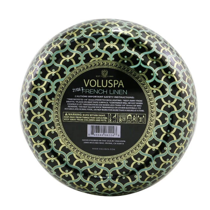 Voluspa 3 Wick Decorative Tin Candle - French Linen 340g/12oz - Image 3
