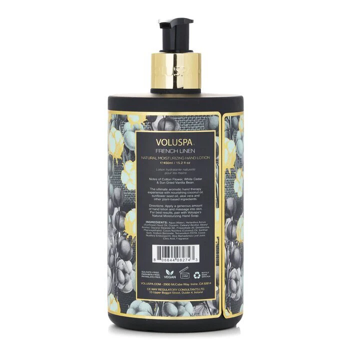 Voluspa French Linen Natural Moisturizing Hand Lotion 450ml/15.2oz - Image 3
