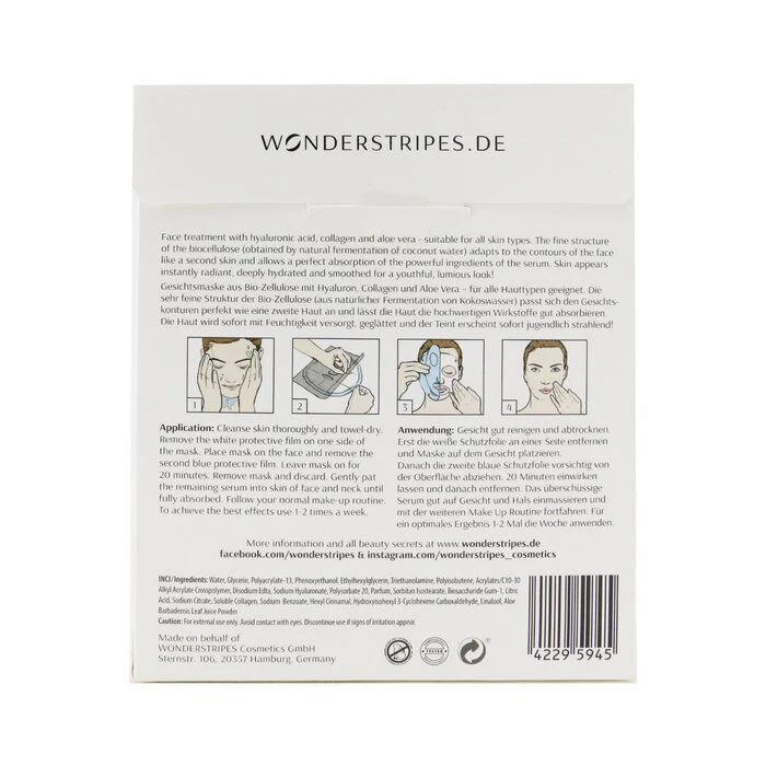 WONDERSTRIPES Moisturizing Booster Biocellulose Facemask 5pcs - Image 3